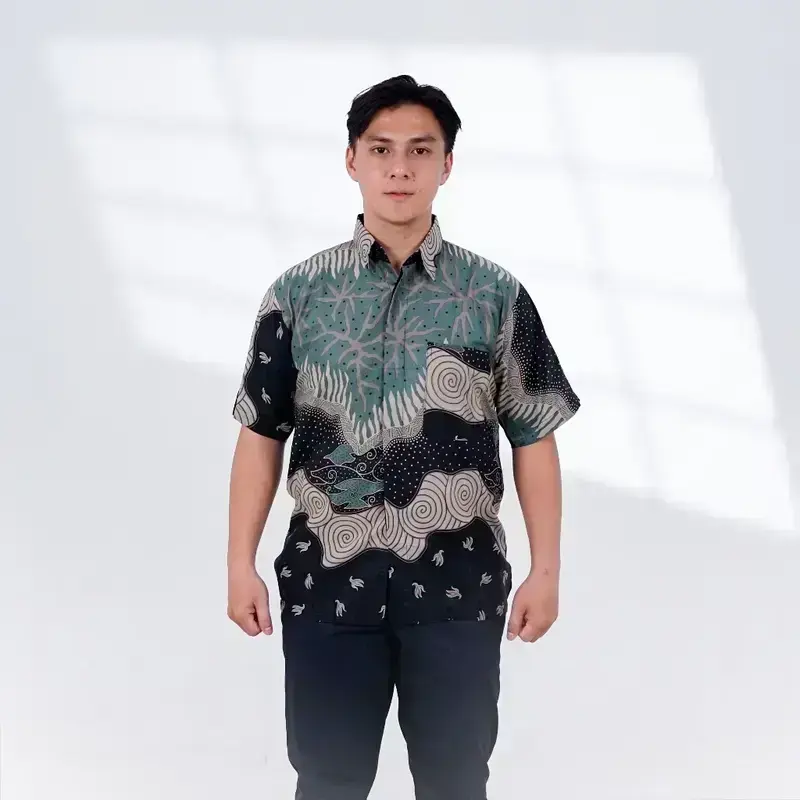 baju batik mega mendung pria
